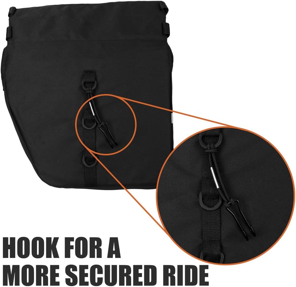 BV 26L Rear Bike Bag - Bike Saddle Bag with 4 Zippered Compartments & Adjustable Hooks - Water-Resistant Bike Bags for Bicycles with Reflective Trim, Taillight Hanger & Handle - Fits Most Racks