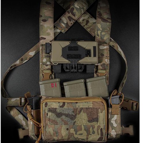 Tactical Phone EUD Bridge MOLLE Panel Front Expansion Carrier Phone Pouch Mount for D3CRM MK4 Tactical Vest (Camo)