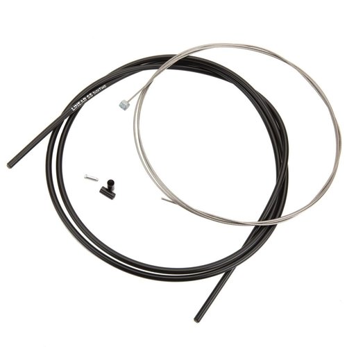 Box Two Linear Bicycle Brake Cable Housing Kit with 1 Set Bike Brake Line, 1 Piece Bike Cable Housing with 2 Alloy End Caps & 2 Brass Ferrule Compatible for All V Brakes | Black