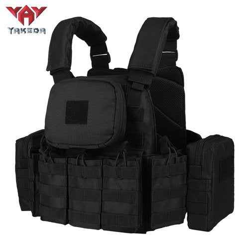 YAKEDA Outdoor Removable CS Training Vest, Molle Breathable Training Quick Adjustable Game Vest (US, Alpha, One Size, Regular, Regular, Black)