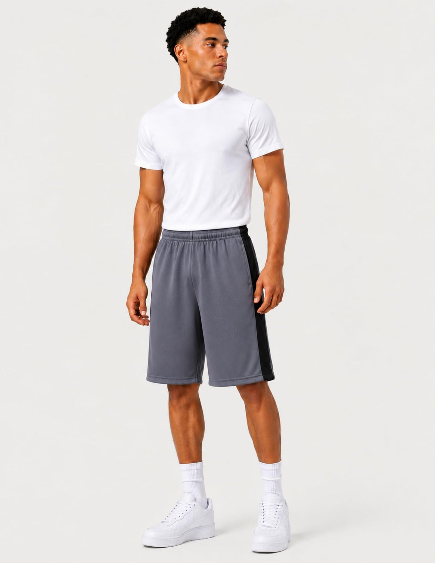 Liberty Imports 5 Pack Men's Quick Dry Athletic Basketball Shorts 9" Inseam with Pockets, Activewear for Workout Gym Running (Set 1, Large)