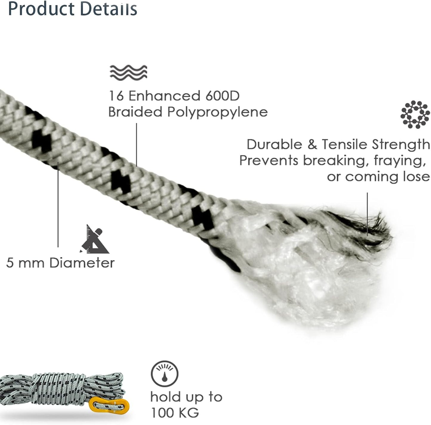 GEERTOP 6 Pack 5 mm Guy Lines Ultralight Tent Cords with Aluminum Adjuster Tensioner Outdoor Camping Guylines Ropes for Tent Tarp, Canopy Shelter, Climbing, Hiking Backpacking Survival Gear