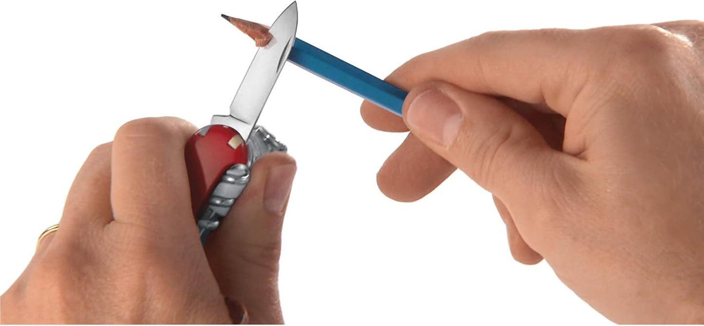 Victorinox Camper Swiss Army Knife, 13 Functions, Swiss Made Pocket Knife with Large Blade, Screwdriver, Tweezers and Key Ring - Red