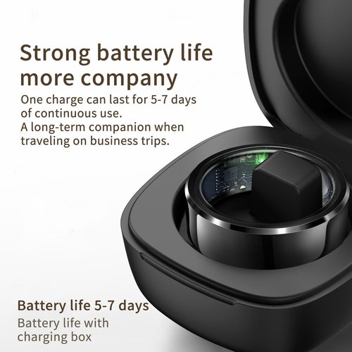 Smart Heart Rate & Blood Pressure Monitor - Sleep Tracker & Pedometer - Step Counter & Calorie Tracker - Waterproof Fitness Ring for Women & Men