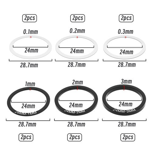 ECSiNG 12pcs Bike Bottom Bracket Gasket Bicycle Crank Crankset Bottom Spacer Crankset Shim Washers Parts Road Accessories for BB86/91/92/BB30/PF30, 24mm