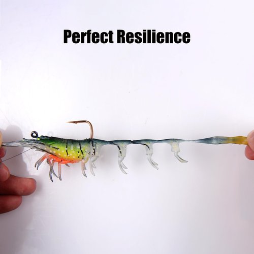 𝗘𝗫𝗔𝗨𝗥𝗔𝗙𝗘𝗟𝗜𝗦 3pcs Fishing Lures Shrimps baits Pre-Rigged Fish Jigs - Soft Lure Bass Trout Lifelike Shrimp Crayfish Swimbait