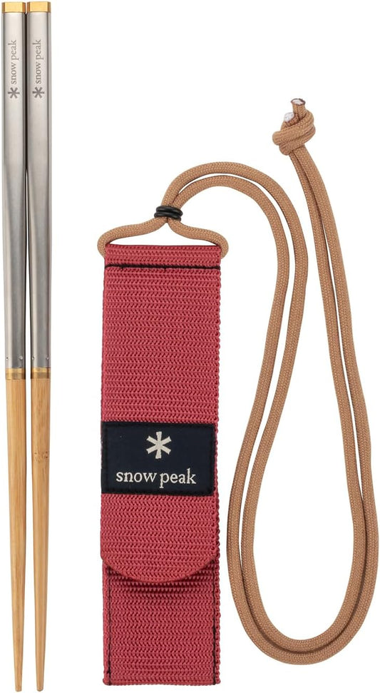 Snow Peak Wabuki Chopsticks - Collapsible Stainless Steel Chopsticks with Case - Reusable Utensils Perfect for Camping & Travel - L