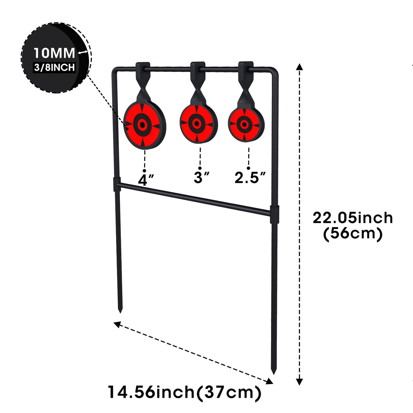 AIMAX OUTDOOR 3/8'' Thick Metal High Caliber Spinner Target, Heavy Metal Spinner Auto Reset Steel Target for Centerfire Handguns Up to .44 Magnum Outdoor Target Shooting Range