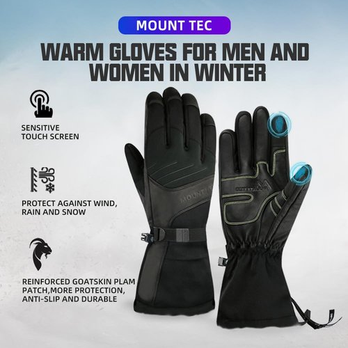 MOUNT TEC 3 in 1 Gloves,Breathable,Touchscreen,Windproof,Waterproof for Climbing,Skiing,Camping,ice Fishing,Multi-Purpose Gloves Outdoor Sports(Bk/Gr,XS)