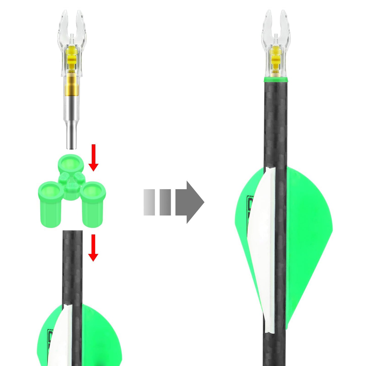 6PCS X Lighted Nocks for Arrows with .204 .233 .244 .246 Inside Diameter with H, S, GT Bushings LED Light up Knocks