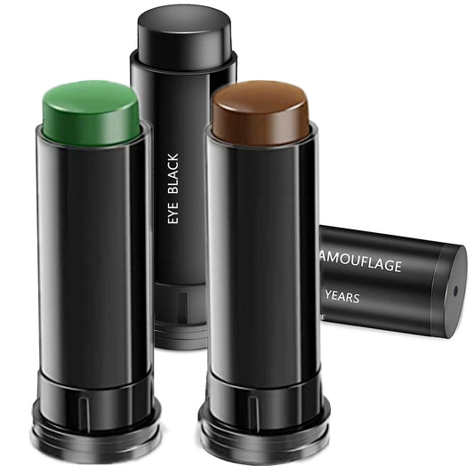 Go Ho 3 Colors Eye Black Camo Face Paint,Bulk Eye Black Baseball/Softball/Football Accessories,Football Stick Sport,Camo/Hunting Face Paint Stick,Hunting Accessories