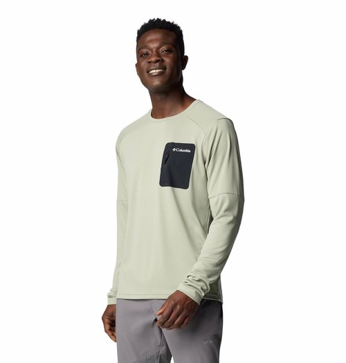 Columbia Men's Standard Tech Knit Long Sleeve Crew, Safari/Black