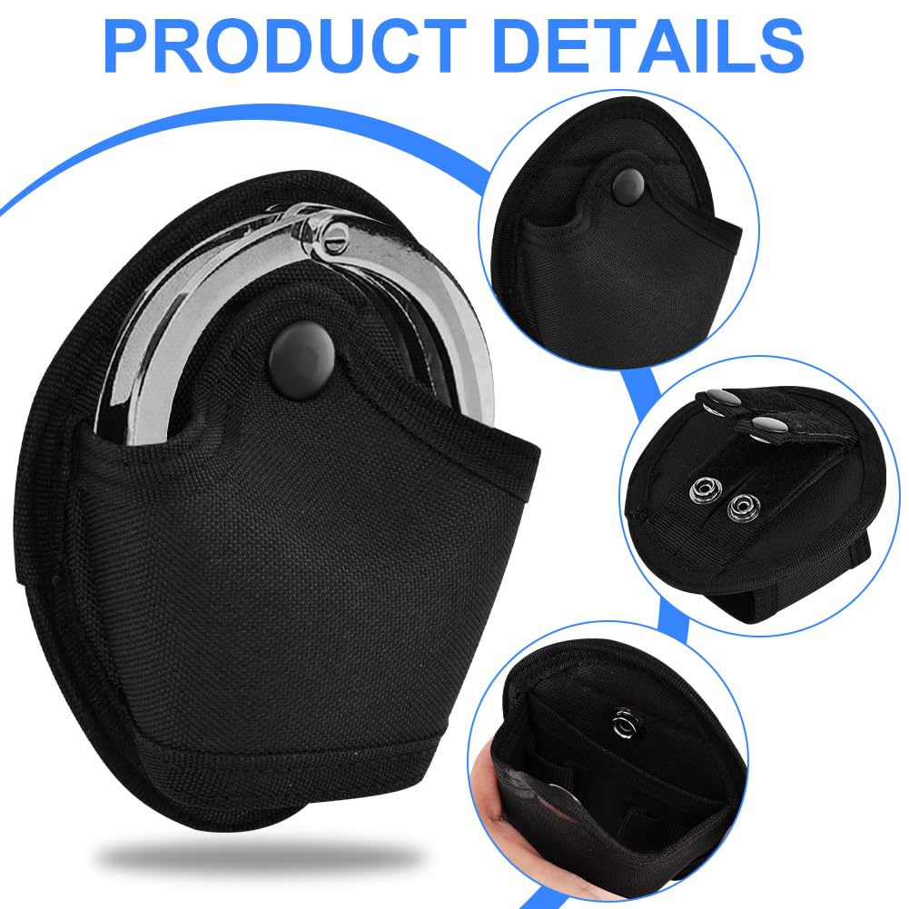 2 Pcs Handcuff Case, Handcuff Holster, Open Top Oxford Cloth Cuff Pouch for Duty Belt Police Law Enforcement Security Officer Accessories Fits Standard Chain or Hinge Handcuffs