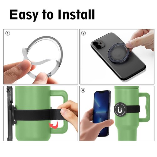 BEEYEO Phone Strap for Bottles Stanley Cups, Magnetic Phone Holder for Phone Using in Gym, Shopping Cart with Metal Ring - 1Pcs Adjustable Long Strap and 1Pcs Short Strap