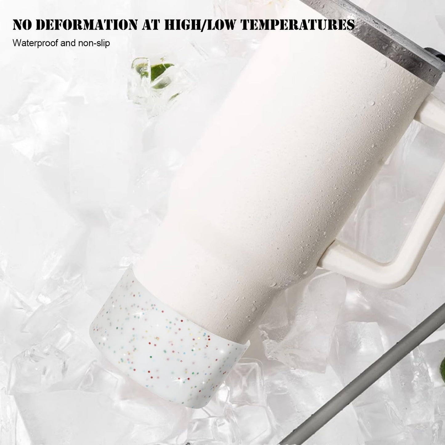 GENLEAS 2 PCS Protective Glitter Silicone Boot or Stanley Tumbler 20oz-40oz, for Hydro Flask Water Bottle 12oz-24oz, Anti-Slip Sleeve for Bottles with 2.88-2.97in Bottom