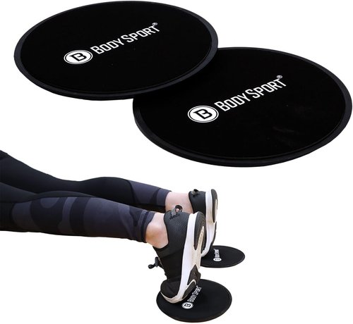 Body Sport Gliders Exercise Sliders Workout Sliders 7-Inch Round Black Foam Discs