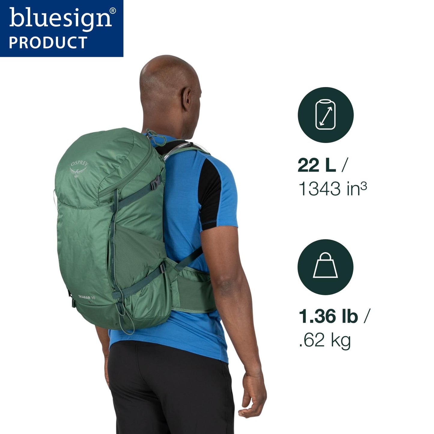 Osprey Skarab 30L Men's Hiking Backpack with Hydraulics Reservoir, Tundra Green
