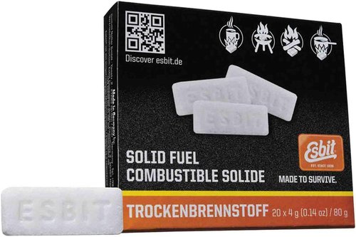 Esbit 4g Solid Fuel Tablets for Backpacking & Camping Stoves & Grills, 1300-Degree Smokeless Emergency Fire Starter Squares, 60 Pack