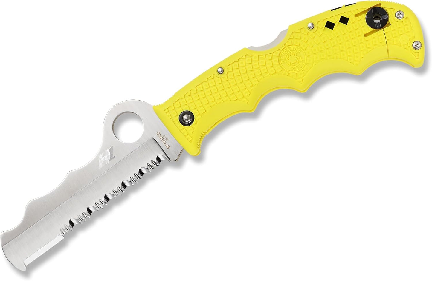 Spyderco Assist Salt Knife with 3.68" H-1 Corrosion-Resistant Stainless Steel Blade and Lightweight Yellow FRN Handle - SpyderEdge - C79PSYL