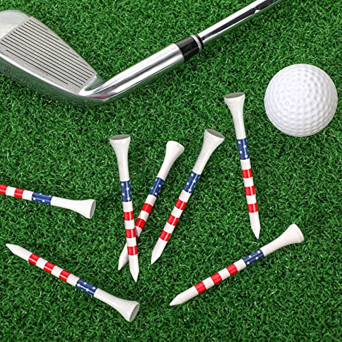 Patriotic Golf Tees Bulk - 600 Pieces, 3-1/4 Inches, Chic Design, Red White Blue
