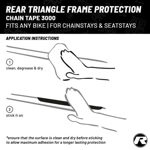 Riesel Design - Bike Rear Triangle Frame Protection Tape, for Chainstays and Seatstays, Protection Against Scratches and Abrasions - Easy Installation, No Tools Required - Chain:Tape 3000 - Clear