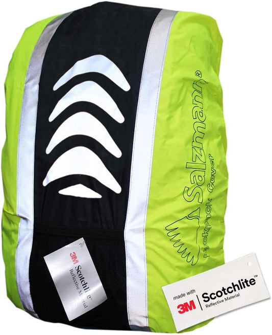 Salzmann Reflective Backpack Cover | Hi Vis, Waterproof | for Cycling & Outdoor Activities | Made with 3M Scotchlite