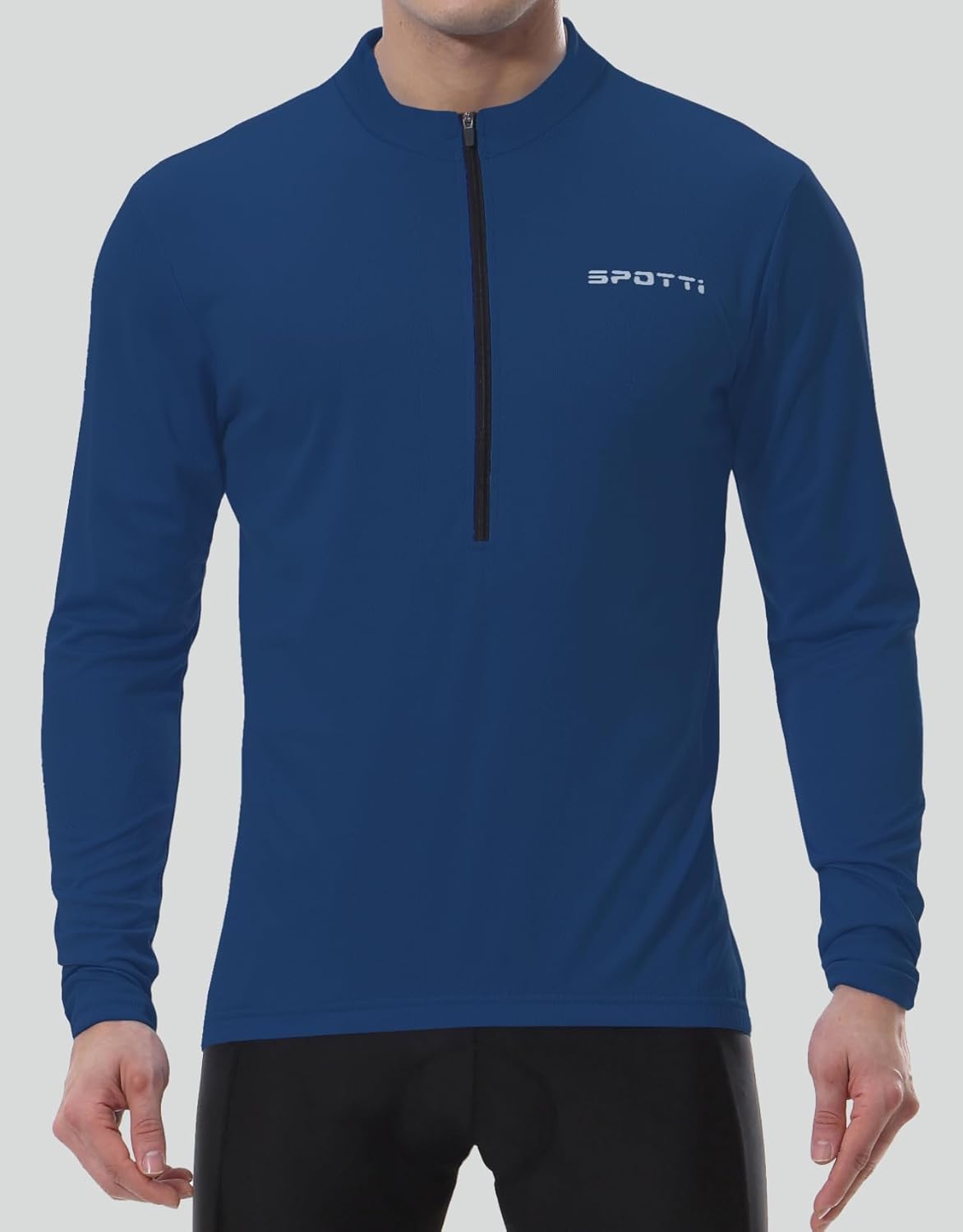 Spotti Men's Cycling Bike Jersey Long Sleeve with 3 Rear Pockets - Moisture Wicking, Breathable, Quick Dry Biking Shirt