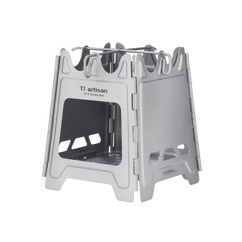 Ti artisan Titanium Wood Burning Stove Foldable Camping Backpacking Stove Portable Wood Alcohol Stove for Outdoor Camping Picnic BBQ