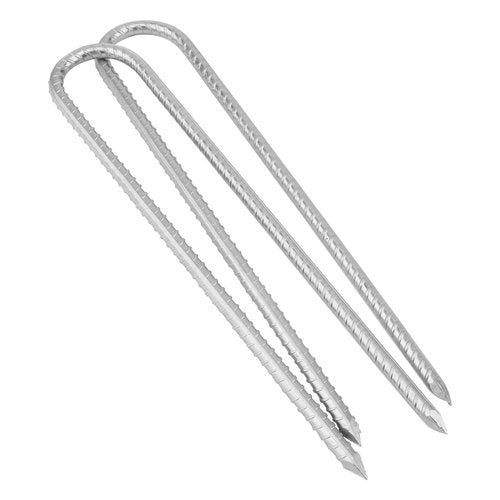MUKCHAP 12 Pack 12 Inch U Shaped Rebar Stakes, Silver U Rebar Hook Ground Pegs, Trampoline Wind Anchors Stakes for Camping Tents