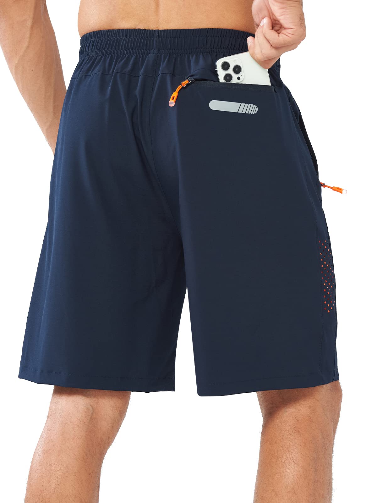 NORTHYARD Men's Athletic Running Shorts Gym Workout 7"/9"/5" Quick Dry Lightweight Sports Basketball Tennis 3 Zipper Pockets NAVY-9inch M