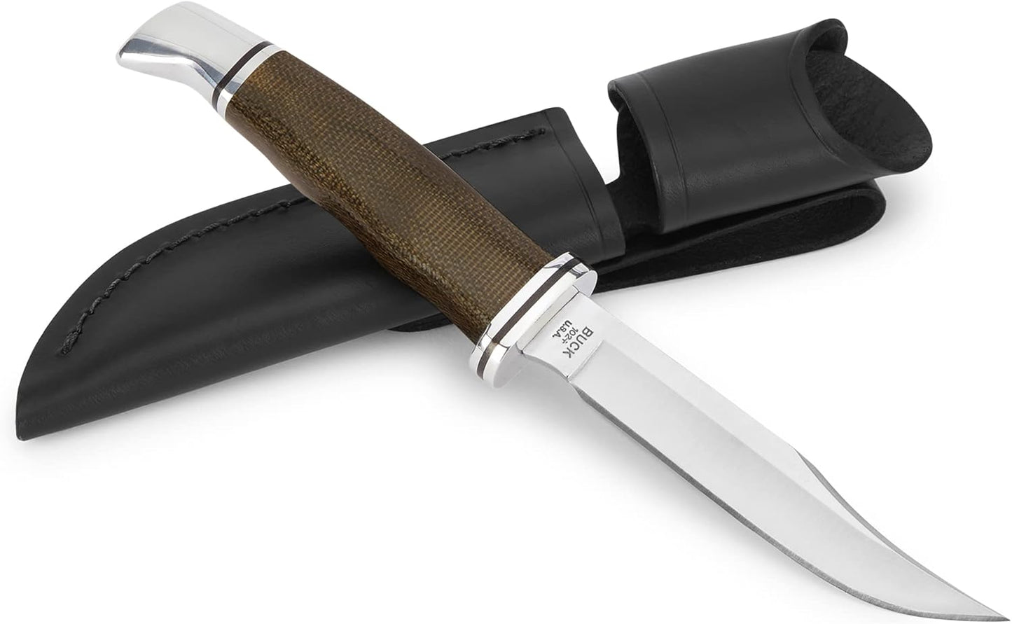 Buck Knives 102 Woodsman Fixed Blade Hunting Knife, 4" Stainless Steel Blade with Leather Sheath