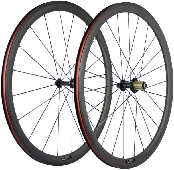 SunRise Bike 1 Pair of Road Bike Carbon 700C Clincher Wheelset Super Light Bicycle Wheels 38mm Depth (fit for Shiman0 Cassette)