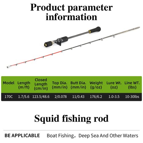 Sougayilang Slow Pitch Jigging Rod, 40 Ton Carbon Fiber Blank, 2-Piece Casting Rod for Snapper, Grouper ，Tuna，Hairtail and Spanish Mackerel