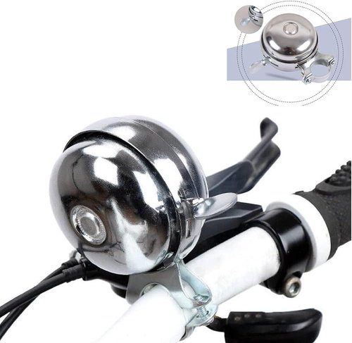 Cool Chrome Rotary Double-Sided Metal Classic Vintage Bike Bell Road Mountain Tricycle Retro Bicycle Handlebar Bell Safety Cycling Loud Ring Accessories Horn Crisp Clear Sound Alarm