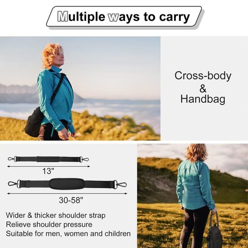 Water Bottle Holder with Strap, 4 Big Pockets with Compartment, 24oz/32oz/40oz Crossbody Water Bottle Carrier Bag