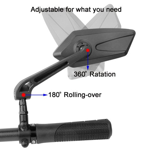 Bike Mirror, Bicycle Mirrors of Handlebars Rotate Rearview Glass Lens, Safe Cycling Bike Rear View Mirror (Diamond)