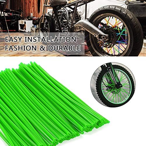 36 pcs Wheel Rim Spoke Covers, Keenso Motocross Rims Off Road Guard Wraps Kit Motorcycle Covers Wrap Decor Protector For Universal Motocross Dirt Bike(Green)