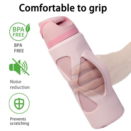 Silicone Boot with Handle for Owala Freesip Water Bottle 24 Oz, Water Bottle Carrier Grip Accessories for Running Bike, Gym Or Jogging