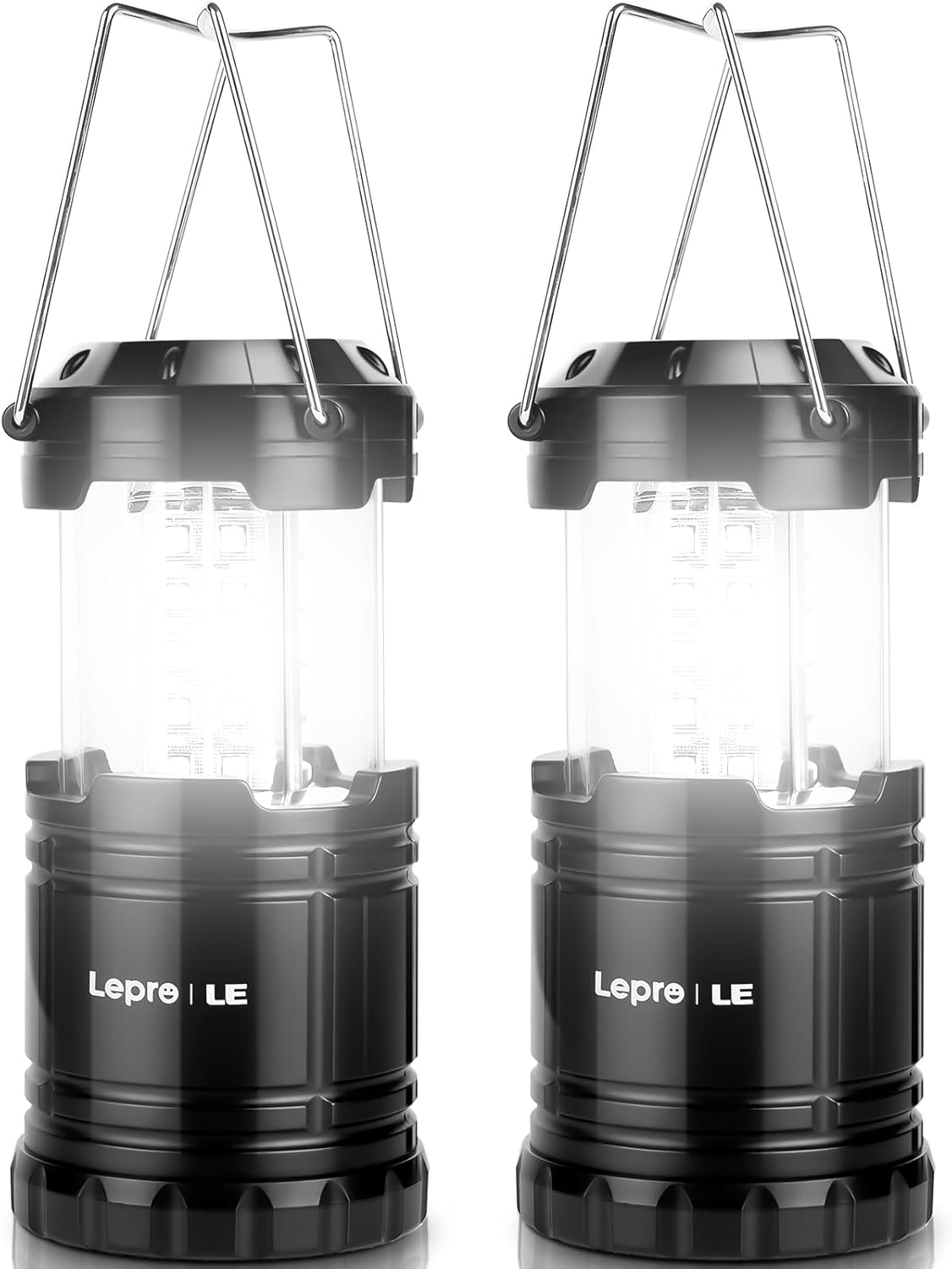 Super Bright LED Camping Lanterns - Portable, Battery Powered, IPX4 Water Resistant - 2 Pack Emergency Lights for Hurricane & Storm Preparedness