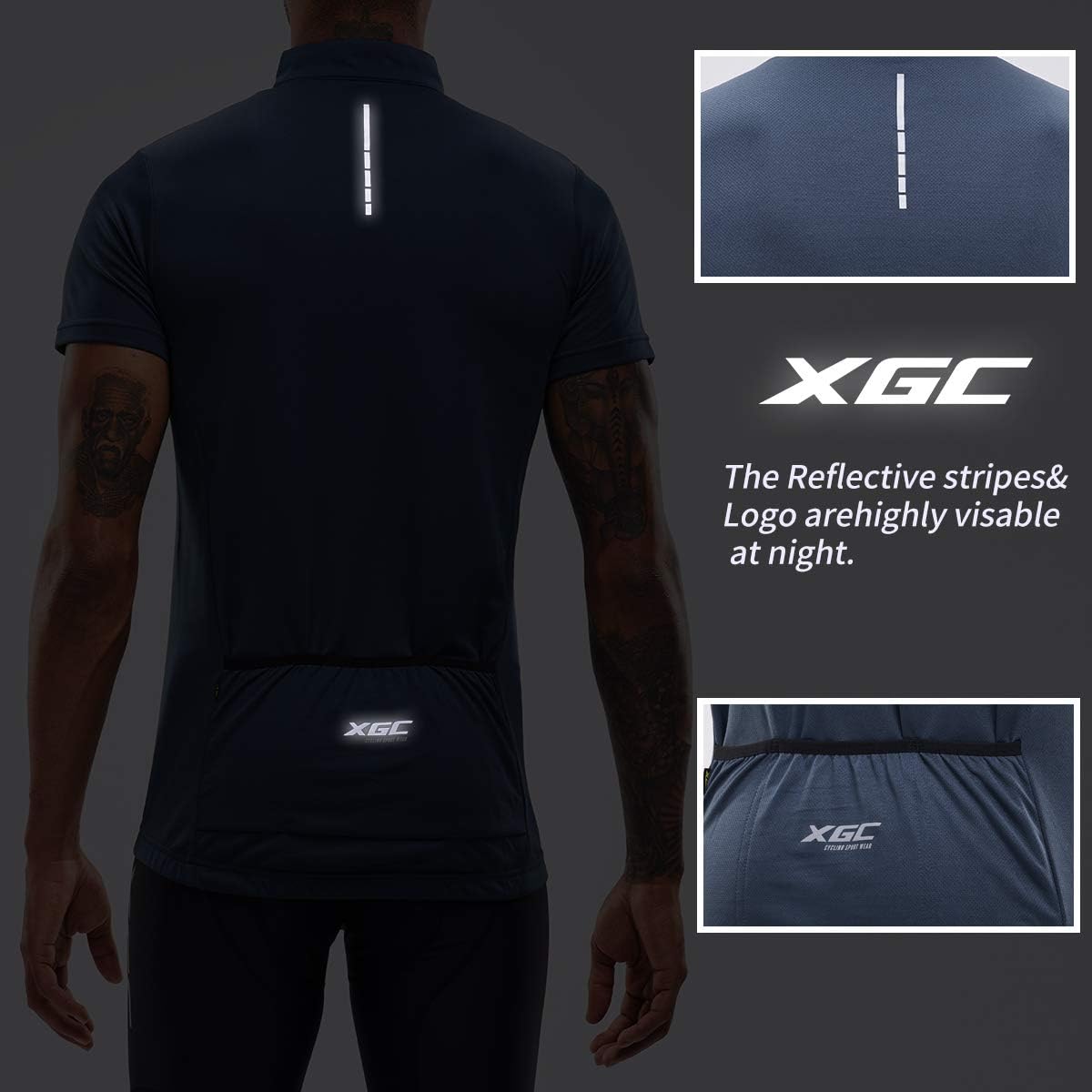 XGC Men's Short/Long Sleeve Cycling Jersey Bike Jerseys Cycle Biking Shirt with Quick Dry Breathable Fabric