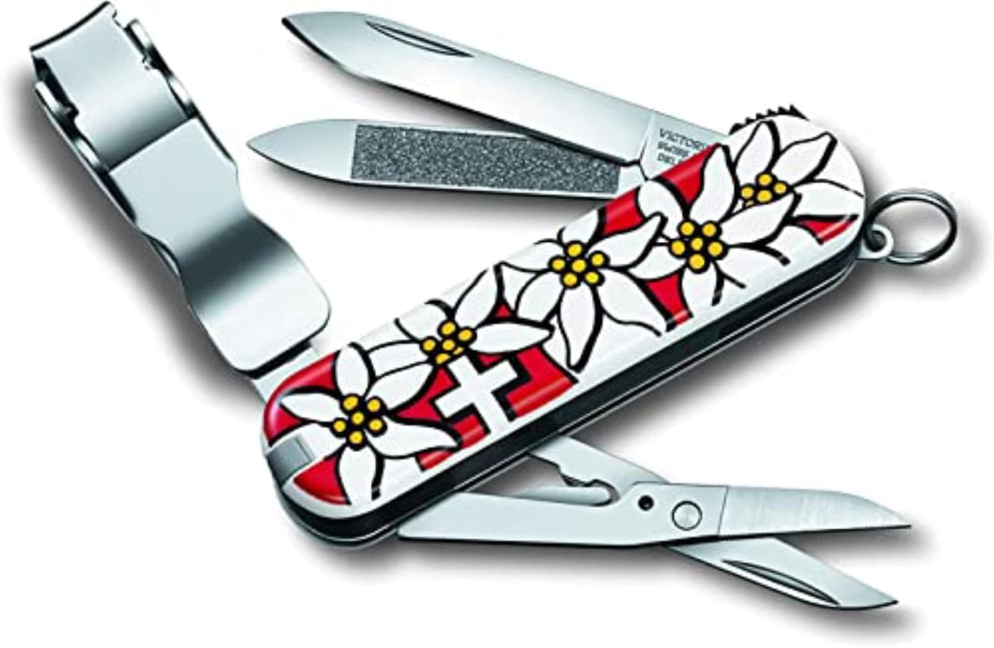 Victorinox Nail Clip 580 Multi-Tool - 8 Functions, Swiss Made with Nail File & Cleaner - Ruby