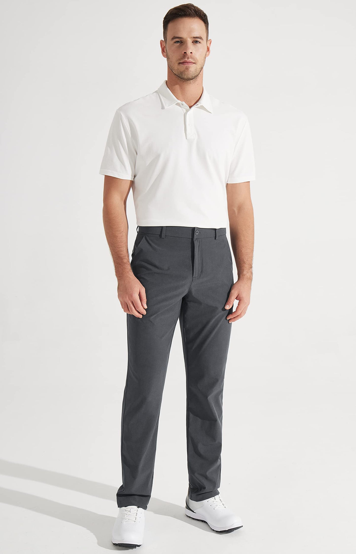 Libin Mens Golf Pants Classic Fit Stretch Work Dress Pants 32" Quick Dry Lightweight Business Casual Trousers Comfort Water Resistant, Iron Grey, 38W x 32L