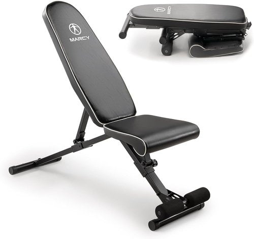 Marcy Foldable Adjustable Utility Weight Bench, Strength Training Home Gym for Full Body Workout
