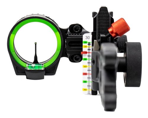 Redline RL-1 Carbon Single Pin Slider Bow Sight - .019 Fiber Pin with 2nd & 3rd Axis Adjustments and Enclosed Fiber Optic Ring, Right Handed Bow Setup