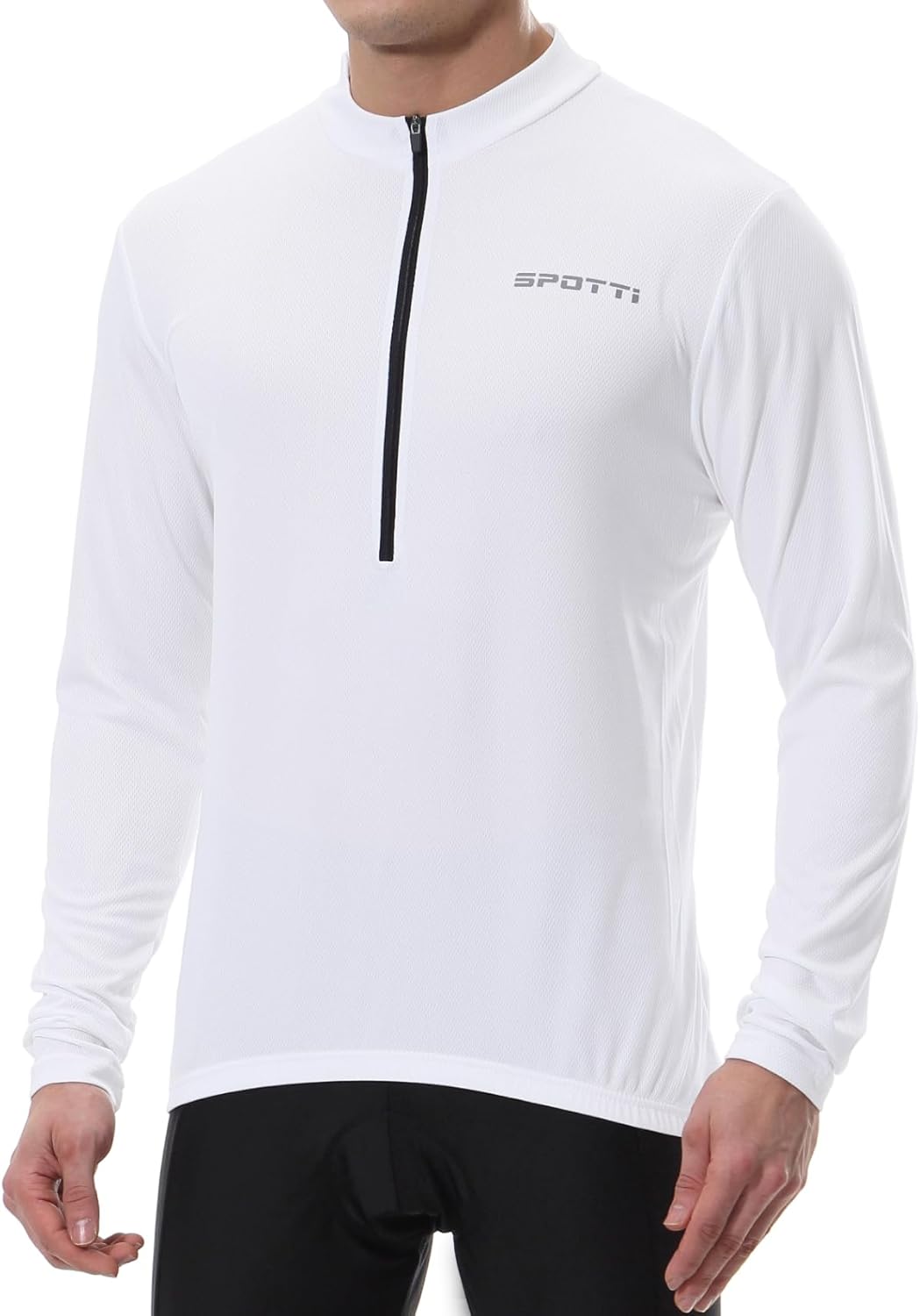 Spotti Men's Cycling Bike Jersey Long Sleeve with 3 Rear Pockets - Moisture Wicking, Breathable, Quick Dry Biking Shirt