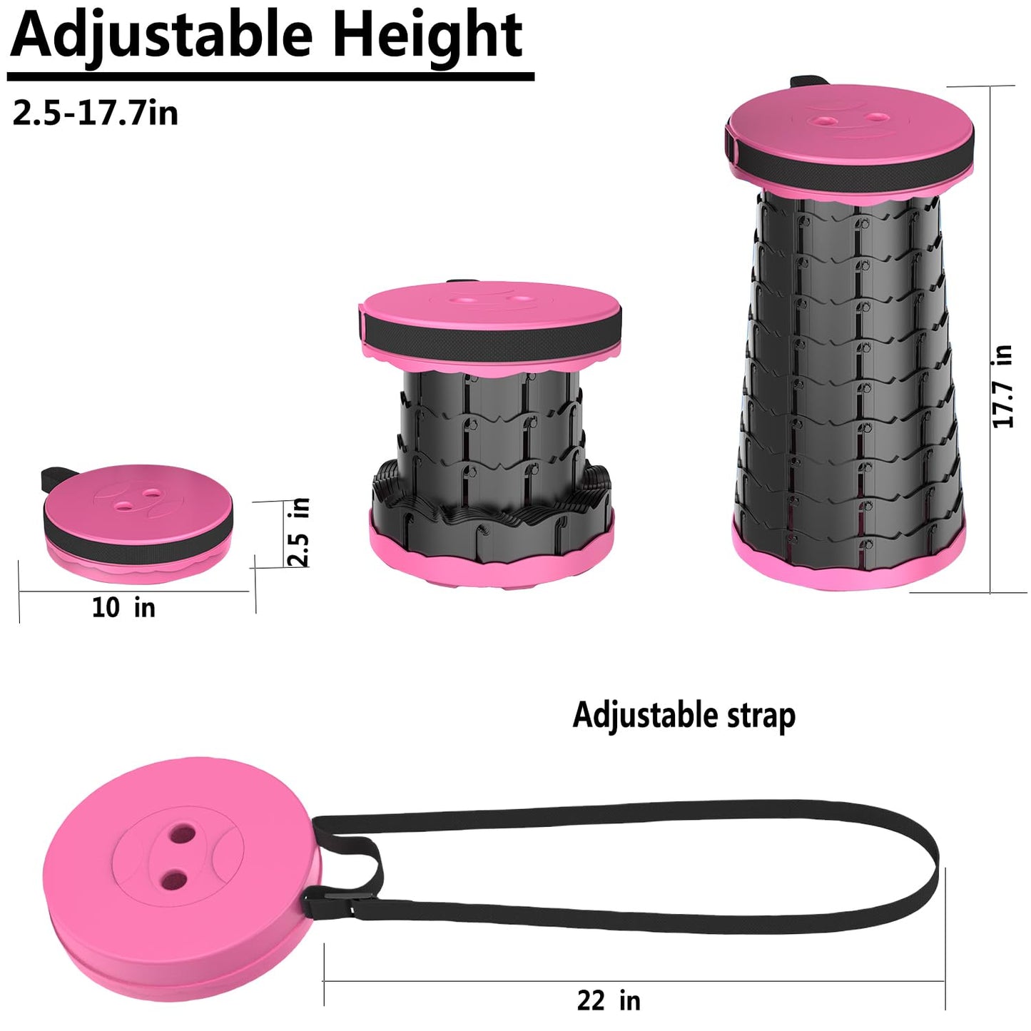 PLOGGING 2025 Upgraded Portable Folding Stool, Collapsible Stools, 440lbs Max Weight, Lightweight But Sturdy, Telescoping Foldable Camping Stool for Outdoor Fishing Hiking Travel BBQ
