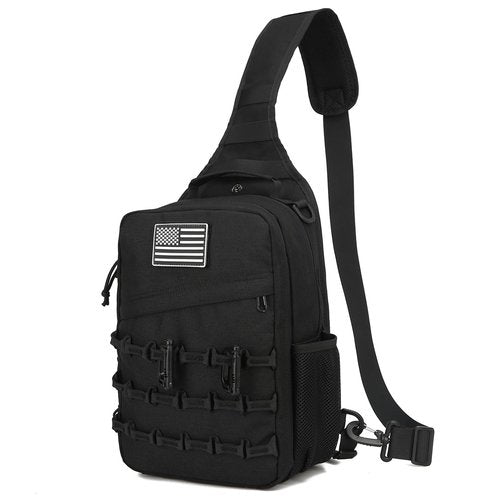 Lemubeane Tactical Sling Backpack Military Rover Shoulder Sling Bag Pack EDC Molle Assault Range Bag Crossbody Chest Pack (Black)