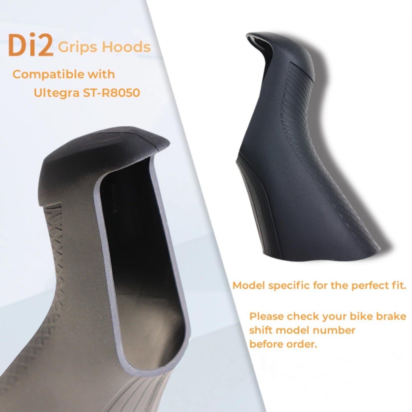 NELboNs STI Lever Hoods Compatible with Ultegra ST-R8050,Silicone Bike Grips Lever Hoods for ST-R8050,Pair of Bicycle Brake Grips Protective Cover,Black