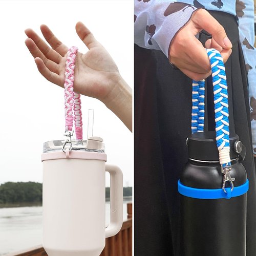 CHIWUTECH Boho Macrame Water Bottle Handle, Compatible Most Water Bottles (8 to 40oz), Travel Tumbler Accessories