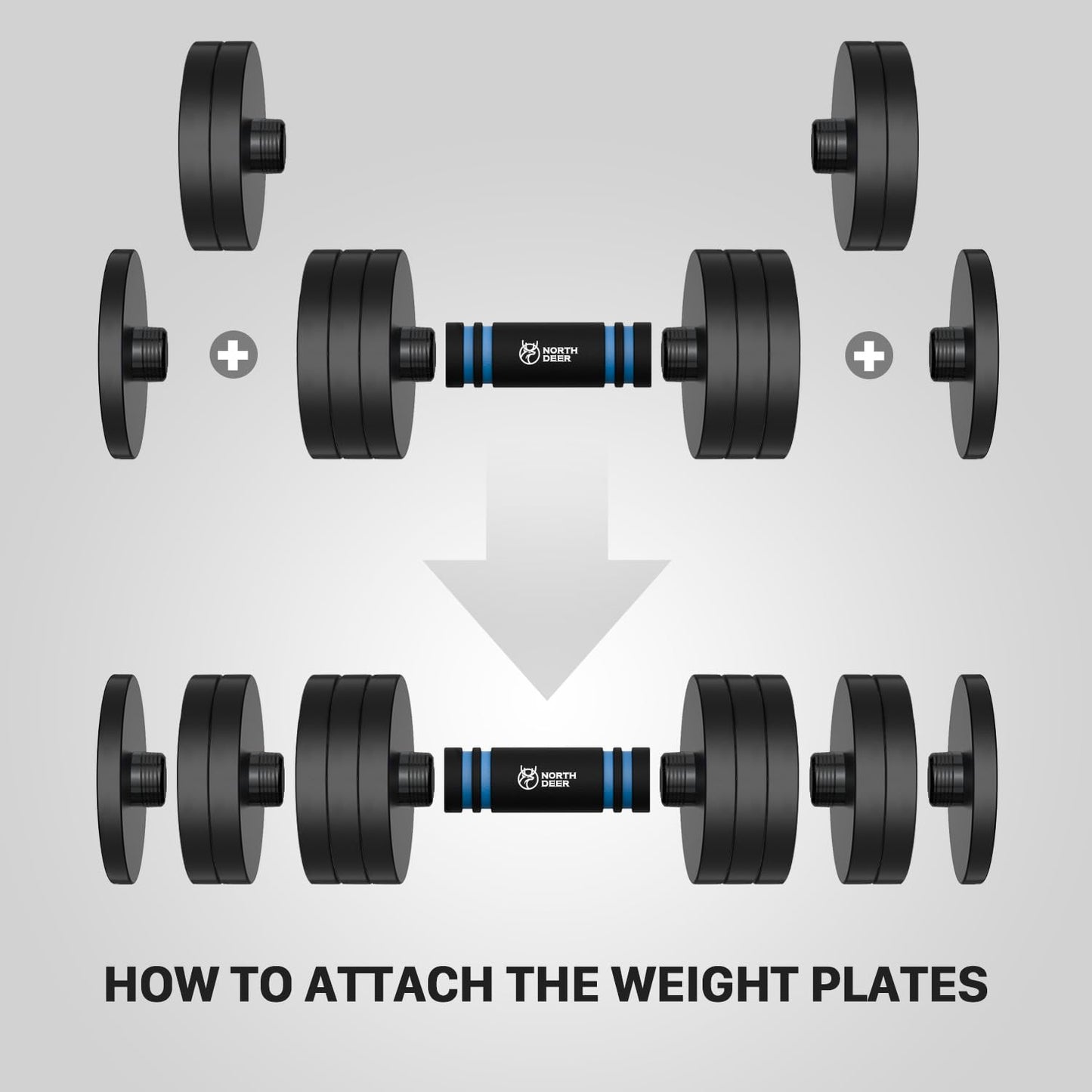 Northdeer 2.0 Upgraded Adjustable Steel Dumbbells Plates, Home Gym Workout for Men and Women, Compatible with Version 1.0 Dumbbell Set(2.5lbsx8) - Black Version